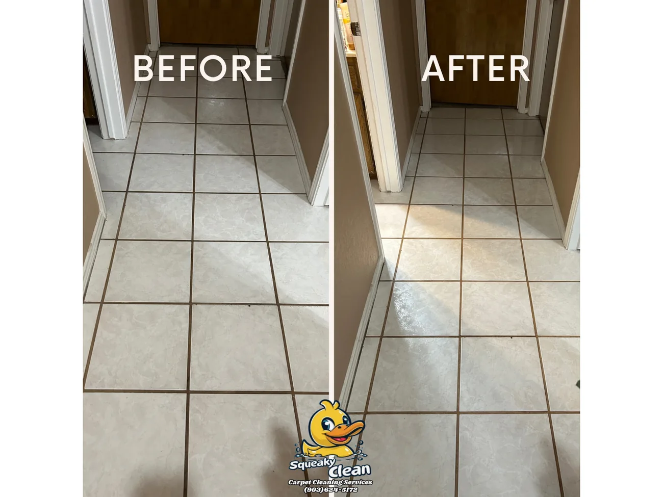 Hallway tile & grout — brightened · Weatherford